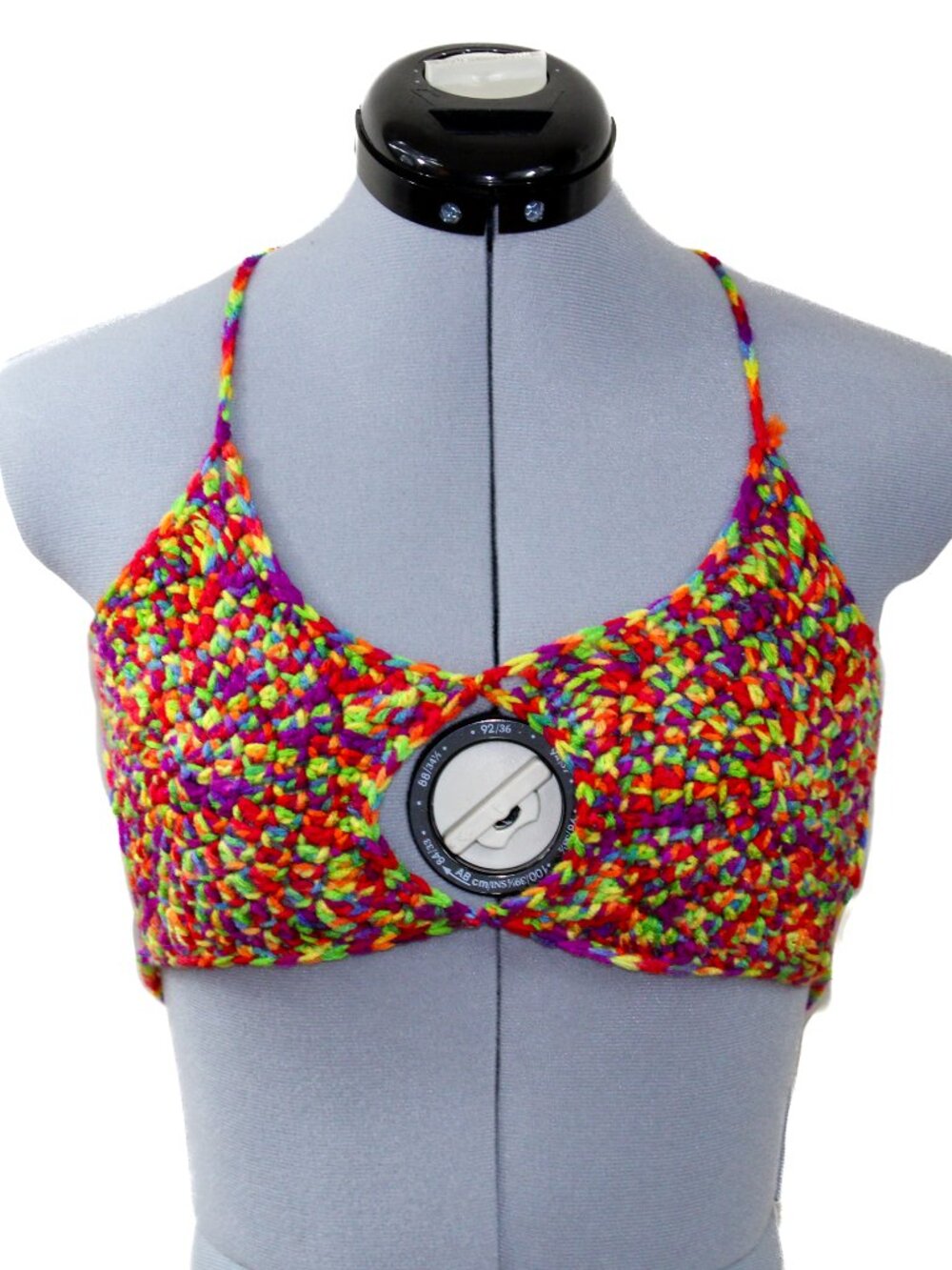 NWT Handmade Crochet Bralette Bikini Rainbow Pride Med / L Adjustable Festival